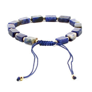 Les Bracelets - Bracelet Sodalite Shamballa Plaquettes 9 x 6 mm	