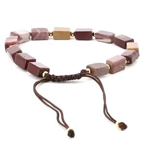 Les Bracelets - Bracelet Mookaïte Shamballa Plaquettes 9 x 6 mm