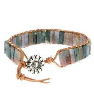 Les Bracelets - Bracelets Agate Indienne Petits Cubes 4 x 13 mm et Cuir