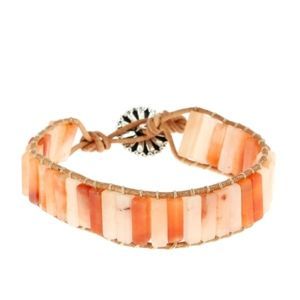 Les Bracelets - Bracelets Cornaline Petits Cubes 4 x 13 mm et Cuir