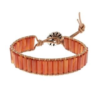 Les Bracelets - Bracelets Cornaline Petits Tubes 4 x 13 mm et Cuir