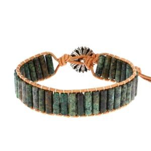 Les Bracelets - Bracelets Turquoise Africaine Petits Tubes 4 x 13 mm et Cuir