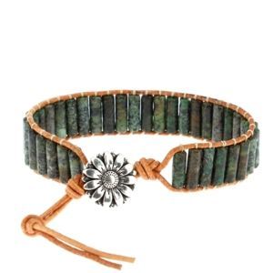 Les Bracelets - Bracelets Turquoise Africaine Petits Tubes 4 x 13 mm et Cuir