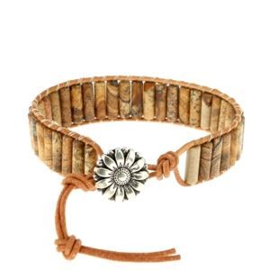 Les Bracelets - Bracelets Jaspe Paysage Petits Tubes 4 x 13 mm et Cuir