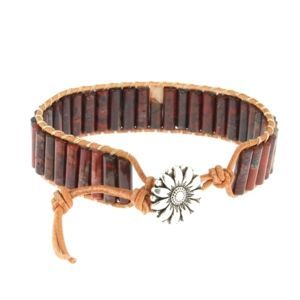 Les Bracelets - Bracelets Jaspe Poppy Petits Tubes 4 x 13 mm et Cuir