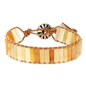 Les Bracelets - Bracelets Aventurine Rouge Petits Tubes 4 x 13 mm et Cuir