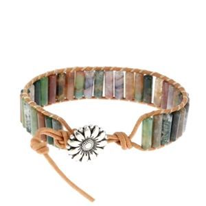 Les Bracelets - Bracelets Agate Indienne Petits Tubes 4 x 13 mm et Cuir