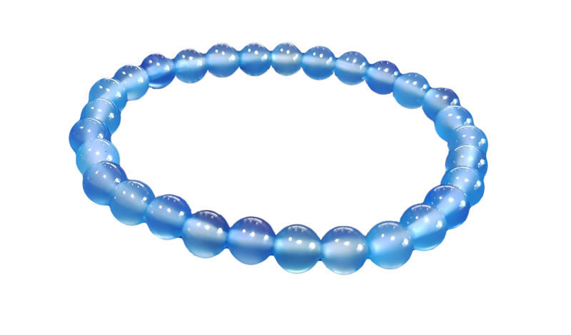Les Bracelets - Bracelet en Agate Bleue billes 6 mm