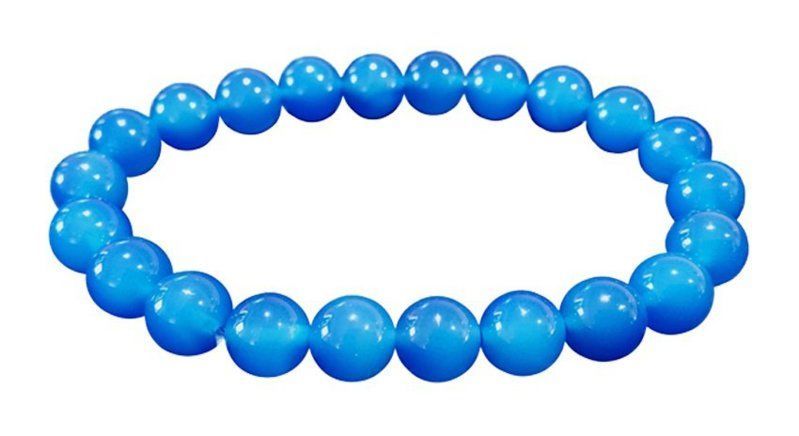 Les Bracelets - Bracelet en Agate Bleue billes 8 mm