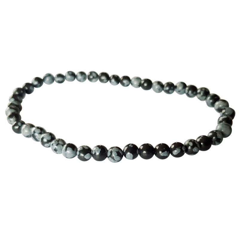 Les Bracelets - Bracelets Obsidienne Neige Billes 4 mm 