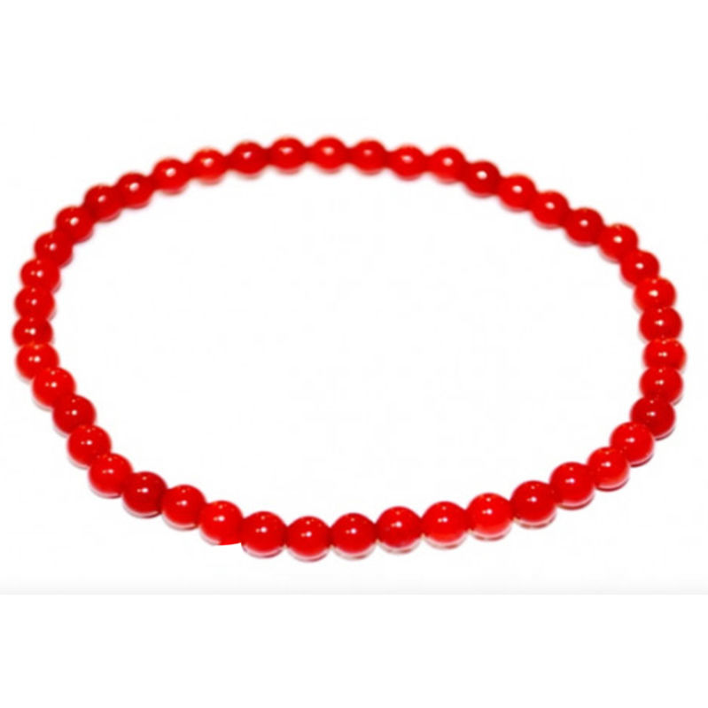 Les Bracelets - Bracelets Corail Teinté Rouge Billes 4 mm