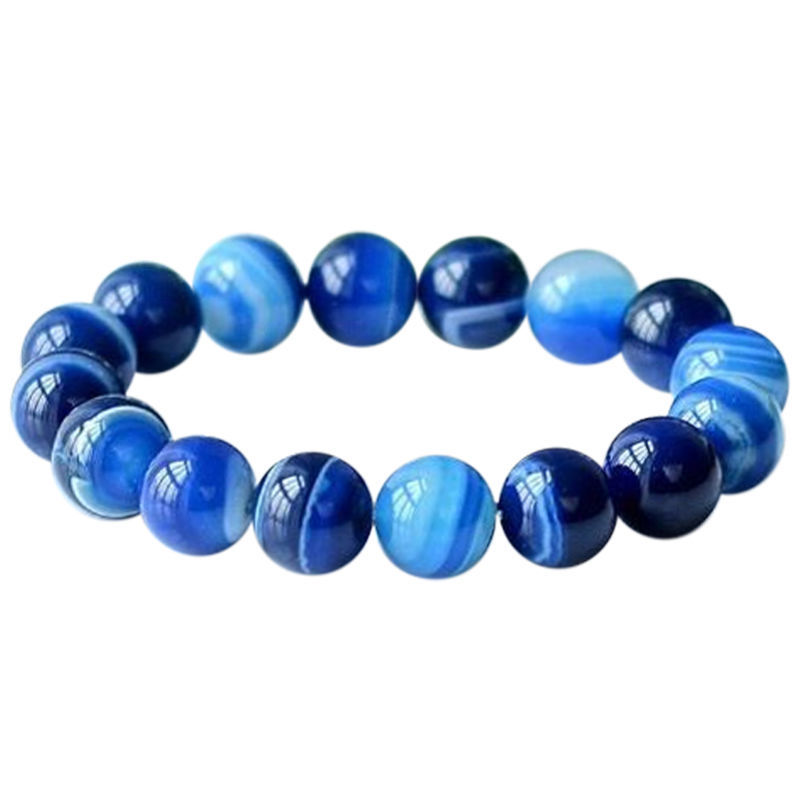 Les Bracelets - Bracelet en Agate Bleue Billes 10 mm