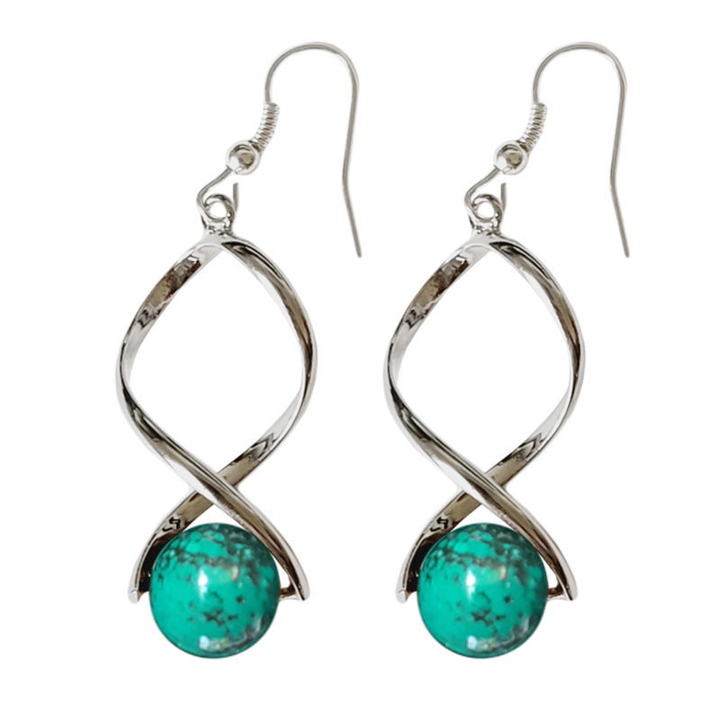 Les Boucles d’Oreilles - Boucles d'Oreilles Véritable Turquoise Billes 10 mm