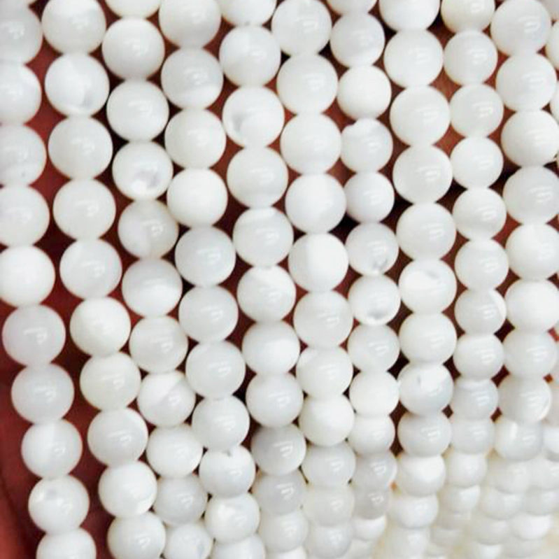 Billes Nacre Blanche (Bénitier) Perles Percées de 4 à 10 mm - Billes Nacre Blanche (Bénitier) Perles Percées de 4 à 10 mm