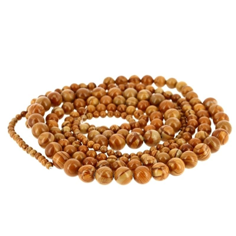 Fils Baroque &  Perles Percées - Billes Jaspe Royal Perles Percées de 4 à 10 mm
