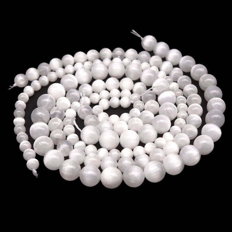 Billes Sélénite EXTRA Perles Percées de 6 à 10 mm - Billes Sélénite EXTRA Perles Percées de 6 à 10 mm