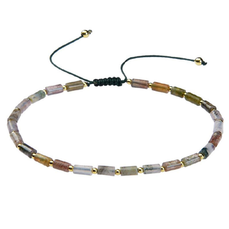 Les Bracelets - Bracelet Agate Indienne Shamballa 4 x 2 mm