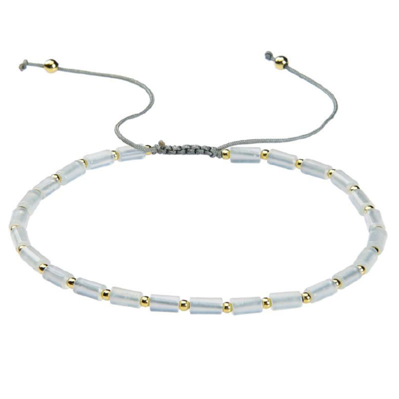 Les Bracelets - Bracelet New Jade (Jade Serpentine) Shamballa 4 x 2 mm