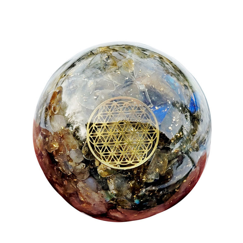 Sphères - Sphères Labradorite Orgonite Fleur de Vie 6 cm