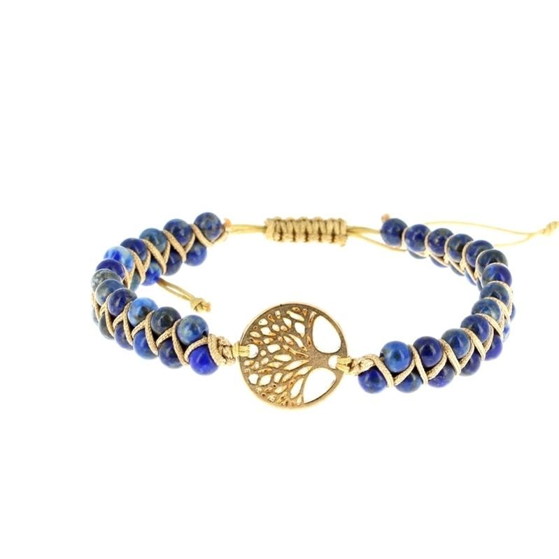 Les Bracelets - Bracelets Lapis-Lazuli Shamballa Billes Tressées 4 mm