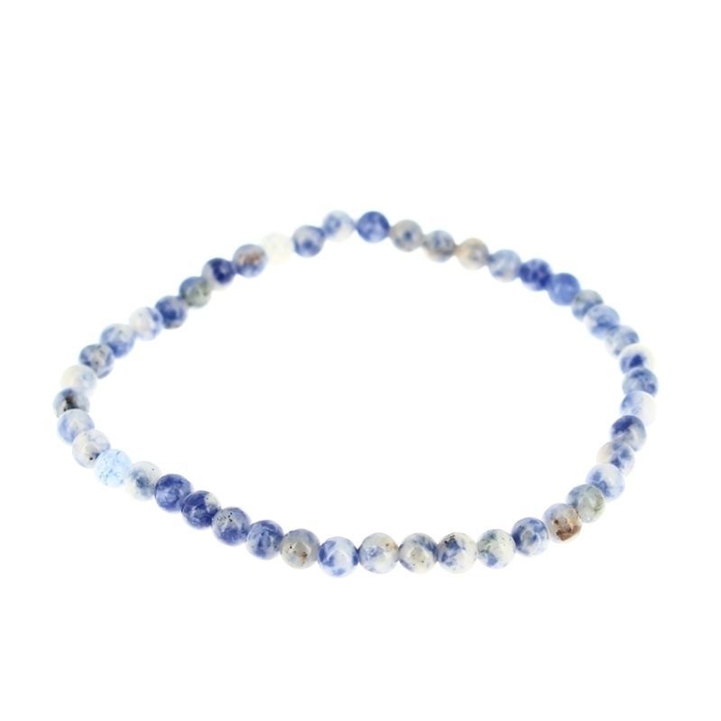 Les Bracelets - Bracelets Jaspe Points Bleus (Naturel) Billes 4 mm