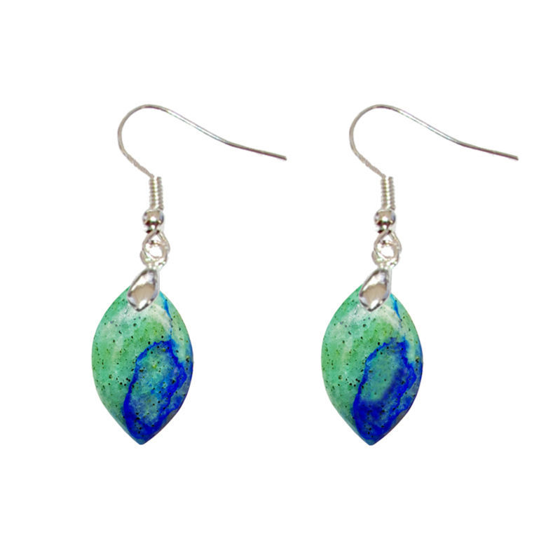 Les Boucles d’Oreilles - Boucles d'Oreilles Azurite/Chrysocolle Marquise