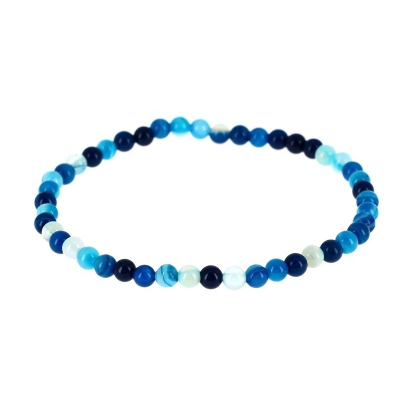 Les Bracelets - Bracelets en Agate Bleue Billes 4 mm
