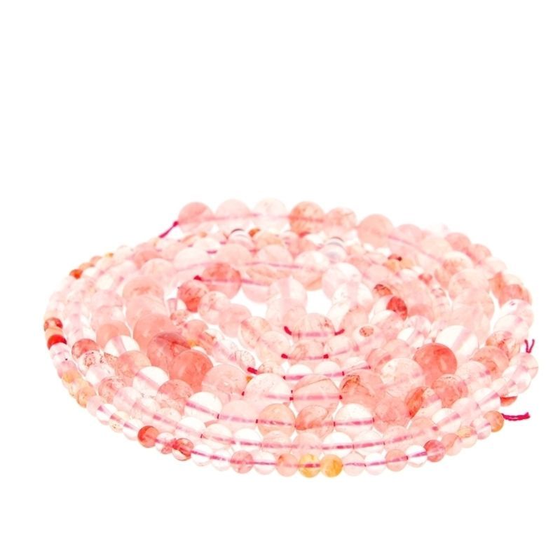 Fils Baroque &  Perles Percées - Perles Quartz Hématoïde Rouge Perles Percées de 4 à 10 mm
