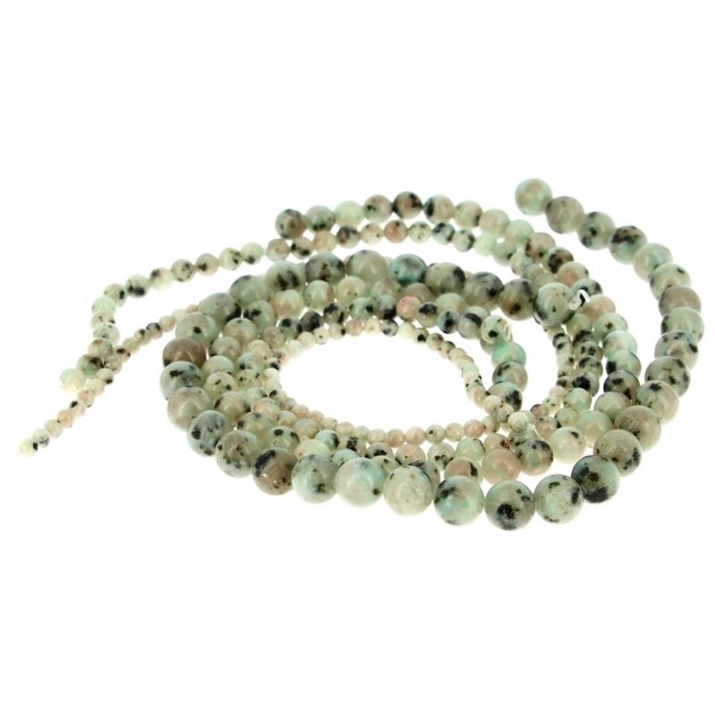Fils Baroque &  Perles Percées - Jaspe Kiwi Perles Percées de 4 à 10 mm