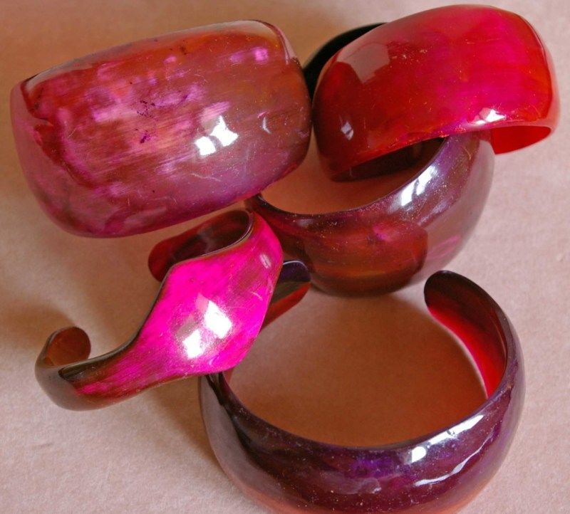Les Bracelets - Bracelets en corne de zébu roses