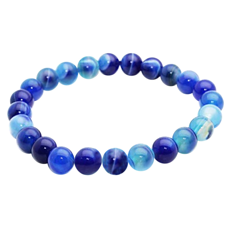 Bracelet Kalypso en Agate bleue perles 8mm breloques mer