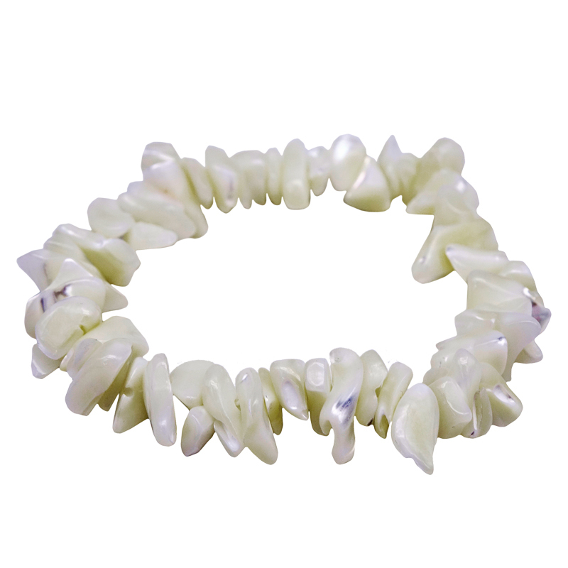Bracelet Baroque En Chips De Nacre Beige Blanc - Neuf Sans Emballage, Style Ethnique